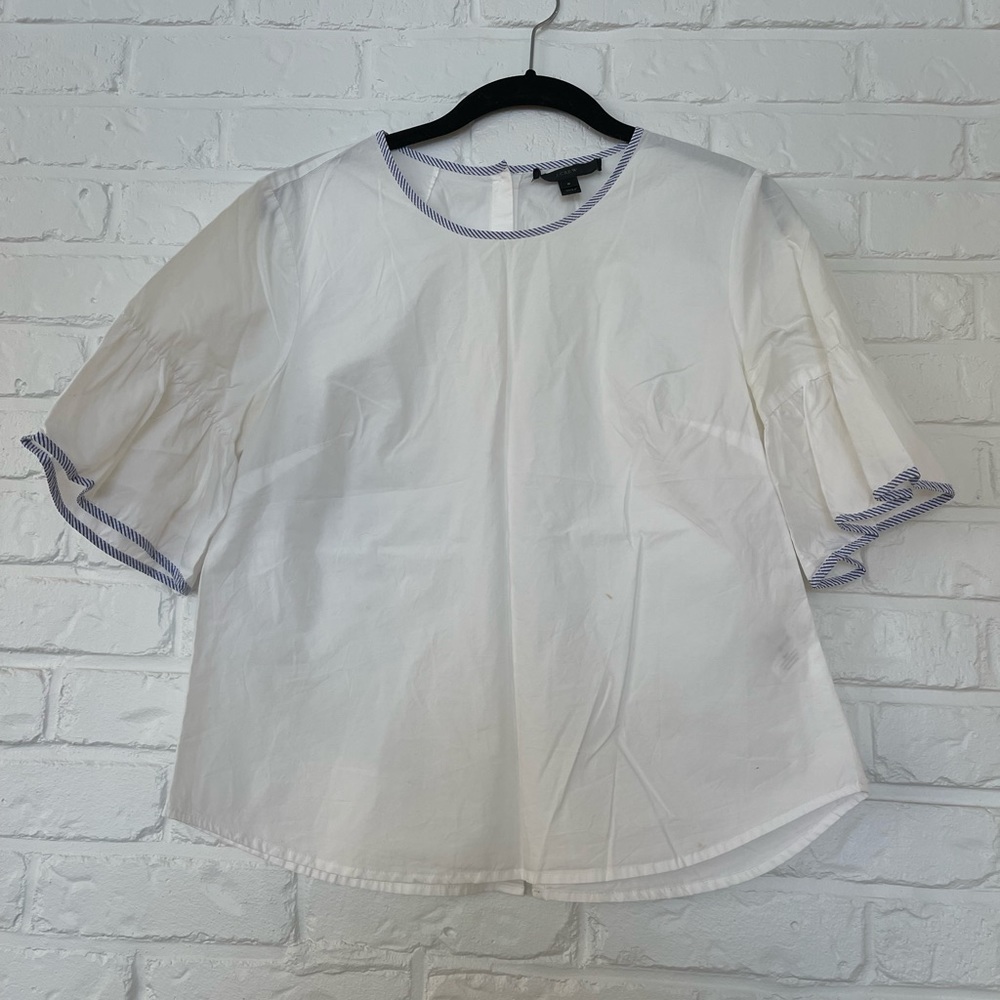 J.Crew White Flutter Sleeve Blouse, size 6